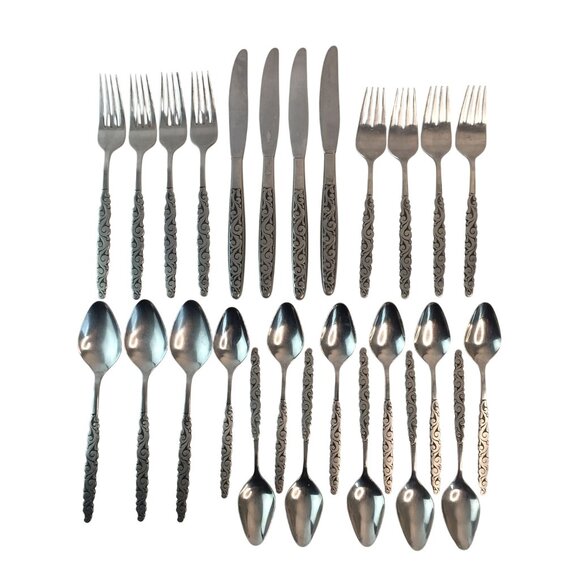 International Lyon Florentine Scroll Stainless Steel Flatware 26 Pc Lot Utensils - Picture 1 of 13